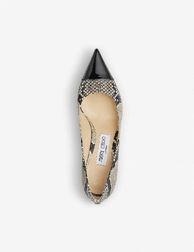 Shop Jimmy Choo Rene 65 Snake-embossed Leather Heeled Courts In Natural/black