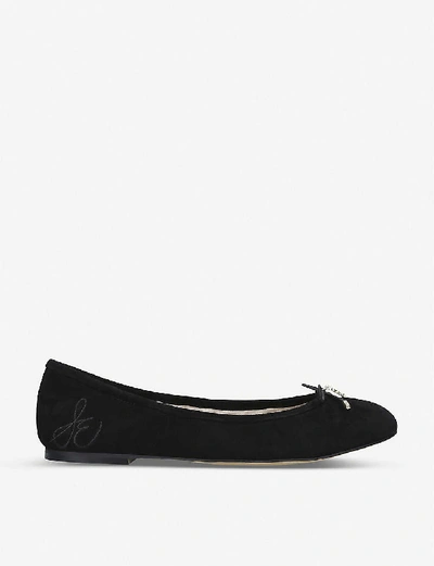 Shop Sam Edelman Felicia Bow-detail Leather Ballet Flats In Black
