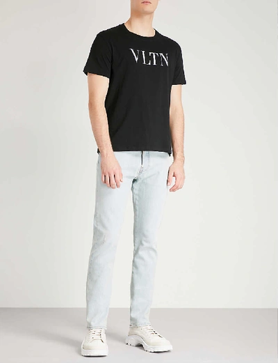 Shop Valentino Logo-print Cotton-jersey T-shirt In White+red
