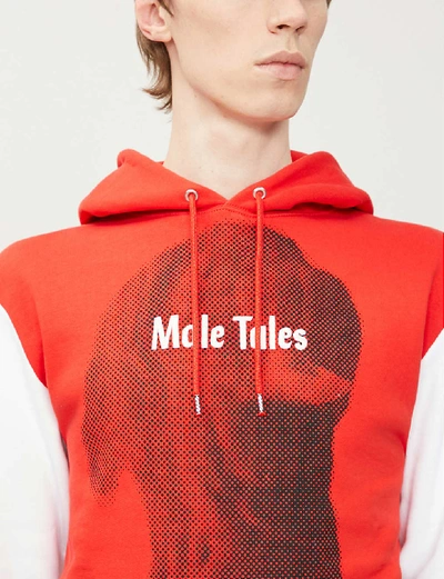 Shop Paco Rabanne Male Tales Graphic-print Cotton-jersey Hoody In Red