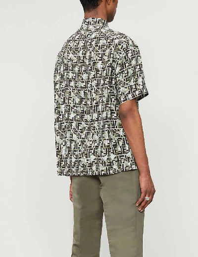 Shop Fendi Camouflage-print Cotton-blend Shirt In Green