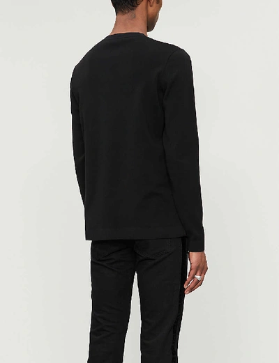 Shop Fendi Mens Black Logo-print Cotton-knit Jumper 42