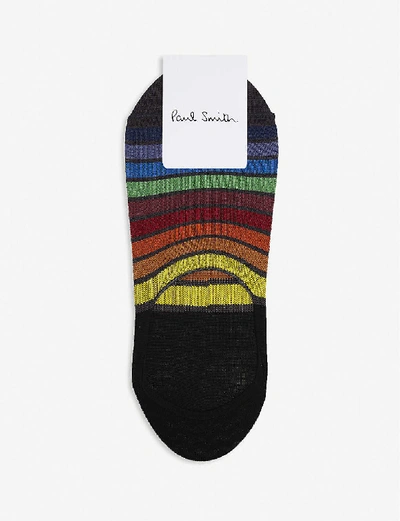 Shop Paul Smith Striped Invisible Cotton-blend Socks