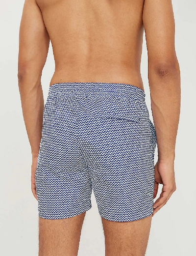 Shop Frescobol Carioca Copacabana-print Swim Shorts In Navy+blue
