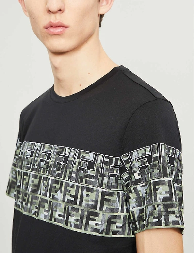 Shop Fendi Graphic-print Classic-fit Cotton-jersey T-shirt In Black