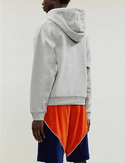 Shop Gucci Logo-print Cotton-jersey Drawstring Hoody In Medium+grey