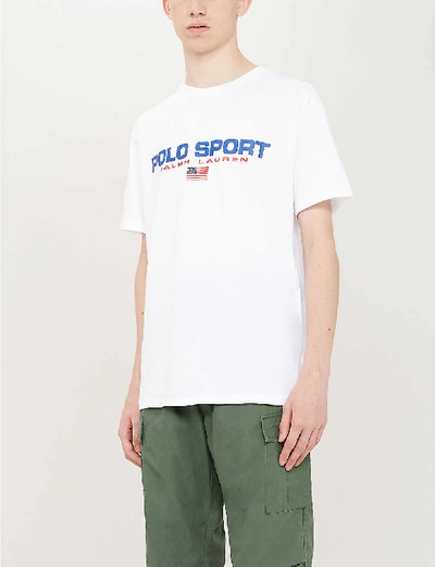 Shop Polo Ralph Lauren Polo Sport-print Classic-fit Cotton-jersey T-shirt In White