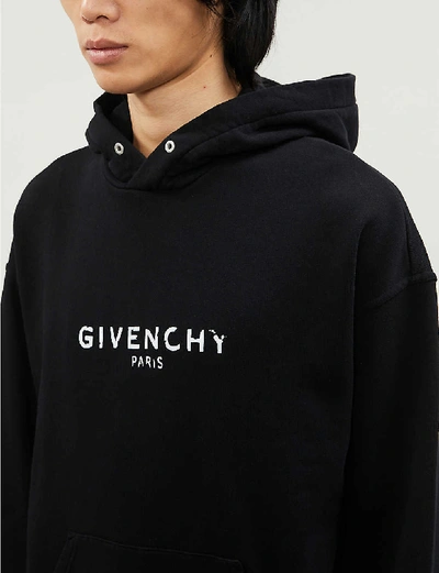 Shop Givenchy Logo-print Cotton-jersey Hoody In Black