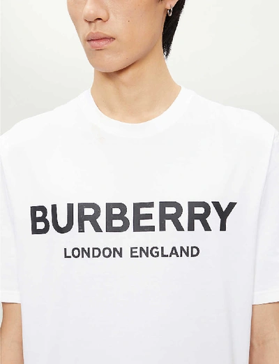 Shop Burberry Letchford Brand-print Cotton-jersey T-shirt In White