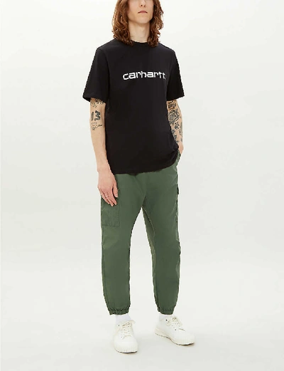 Shop Carhartt Logo-print Cotton-jersey T-shirt In Grey+heather+black