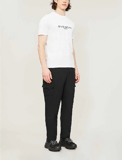 Shop Givenchy Logo-print Cotton-jersey T-shirt In White