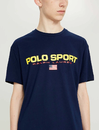 Shop Polo Ralph Lauren Polo Sport-print Cotton-jersey T-shirt In Cruise+navy