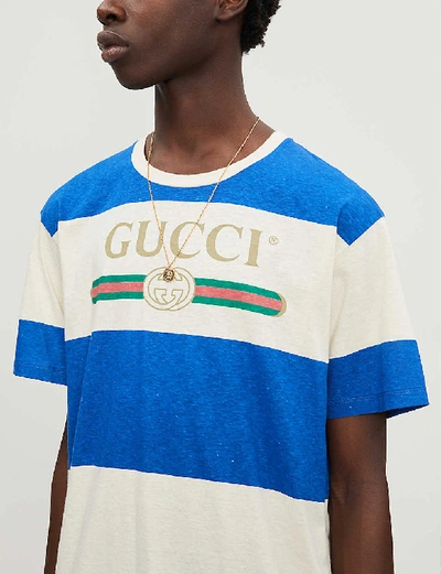 Shop Gucci Logo-print Cotton-jersey T-shirt In Natural Multi