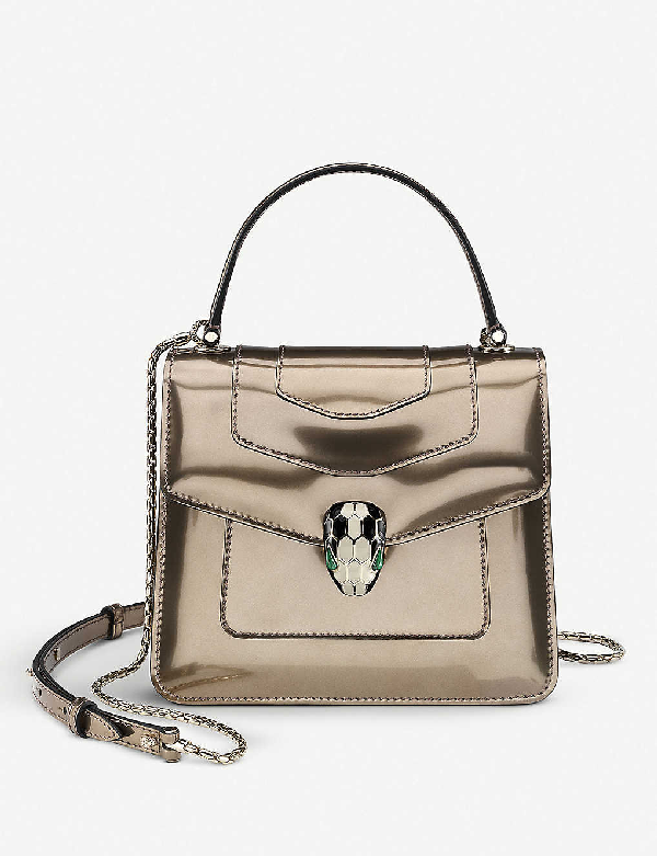 bvlgari serpenti forever metallic leather shoulder bag