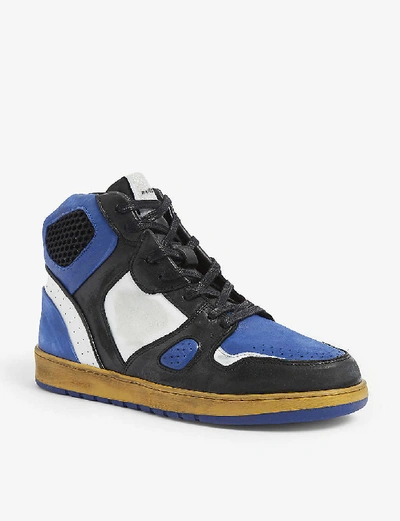 Shop Ales Grey Battalion High Top Leather Trainers In Blue Other