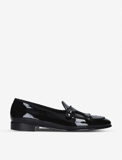 Shop Edhen Milano Brera Double-buttoned Patent-leather Monk Shoes In Black