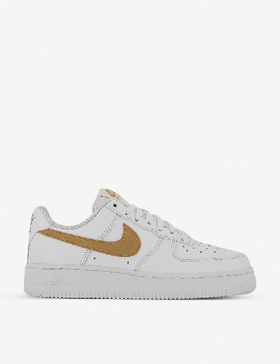 Shop Nike Air Force 1 Lv8 Leather Trainers In White+club+gold+white