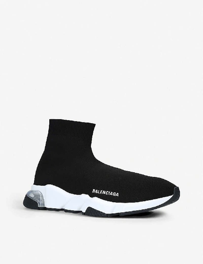 Shop Balenciaga Mens Blk/white Men's Speed Stretch-knit Trainers