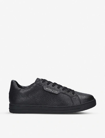 Shop Michael Michael Kors Keating Pebbled Leather Trainers In Black