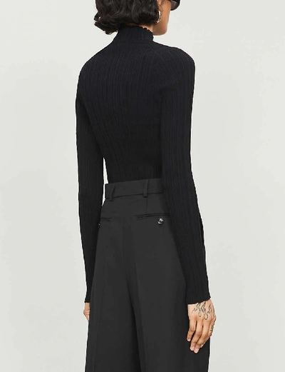 Shop Acne Studios High-neck Cotton-blend Knit Top In Black