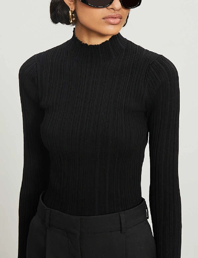 Shop Acne Studios High-neck Cotton-blend Knit Top In Black