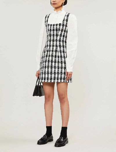 Shop Maje Rocky Boucle Mini Dress In Black+++white
