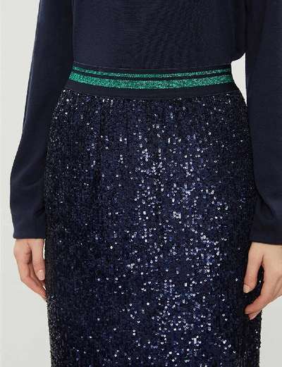 Shop Ted Baker Anisa Sequin Midi Skirt In Dk-blue