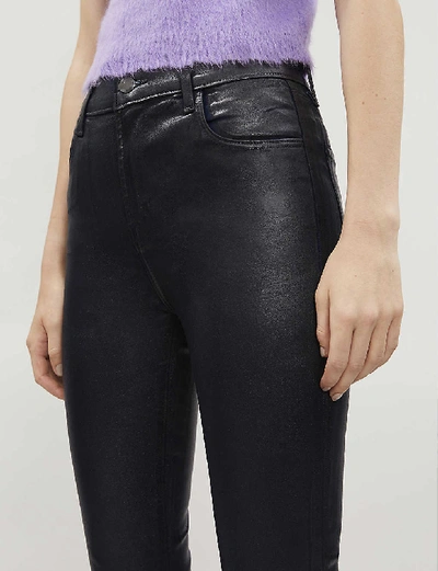 Shop J Brand Alana Cropped High-rise Skinny Coated Jeans In Coated Galactic Navy
