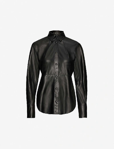 Shop Isabel Marant Xiao Regualr-fit Leather Shirt In Black