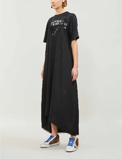 Shop Zadig & Voltaire Zadig&voltaire Womens Noir Risty Lace-trim Silk-jacquard Dress