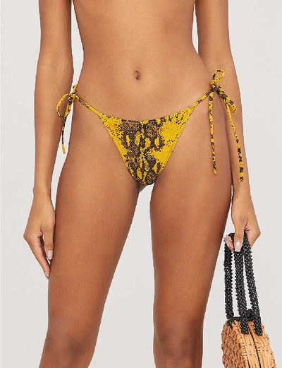 Shop Tropic Of C Praia Self-tie Bikini Bottoms In Shell+zebra