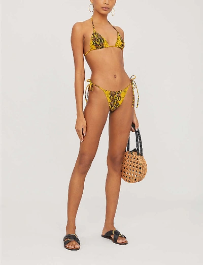 Shop Tropic Of C Praia Self-tie Bikini Bottoms In Shell+zebra