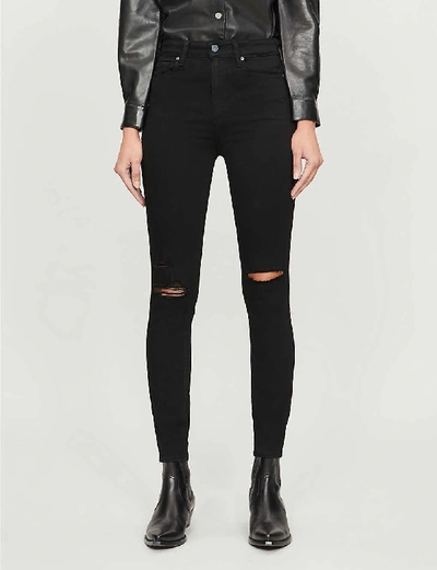 Shop Paige Margot Skinny High-rise Jeans In Black Anchor Destructed
