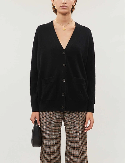 Maje Maxence Button-through Cashmere Cardigan In Black | ModeSens