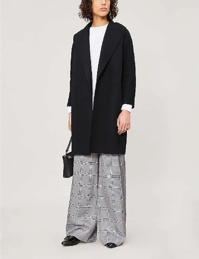 S Max Mara Womens Black Messi Wool Wrap Coat In Black