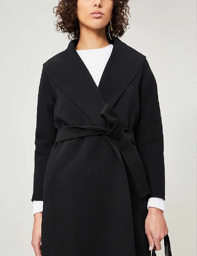 S Max Mara Womens Black Messi Wool Wrap Coat In Black