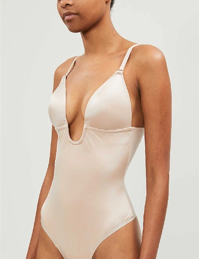 Shop Spanx Suit Your Fancy Stretch-jersey Thong Body In Champagne Beige