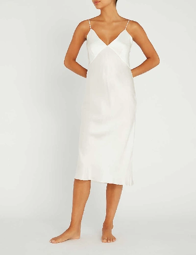 Shop Olivia Von Halle Issa Silk Slip Dress In Ivory+core