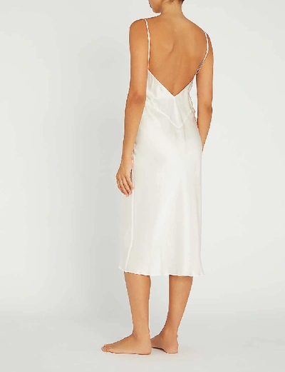 Shop Olivia Von Halle Issa Silk Slip Dress In Ivory+core