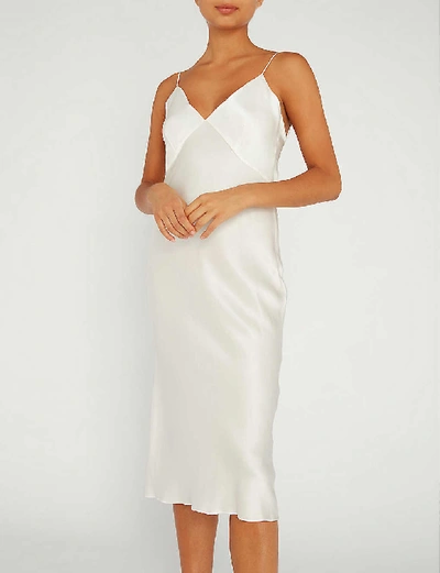 Shop Olivia Von Halle Issa Silk Slip Dress In Ivory+core