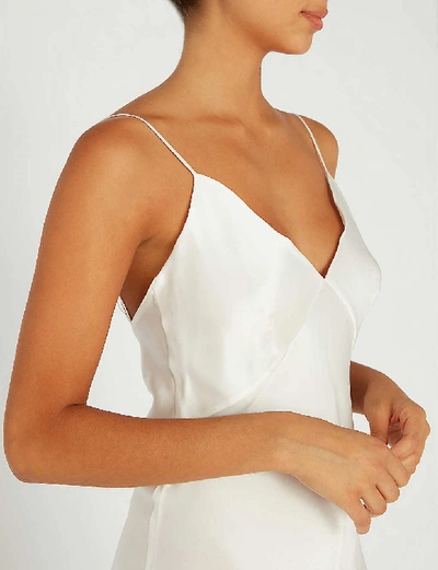 Shop Olivia Von Halle Issa Silk Slip Dress In Ivory+core