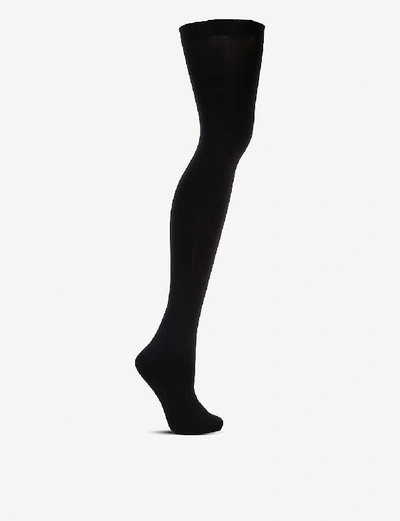 Shop Wolford Women's Black Fatal 80 Seamless Stay-up Stretch-jersey Stockings