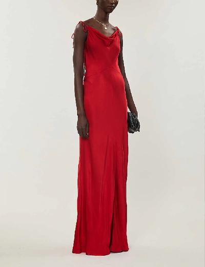 Shop Ghost Averi Satin-crepe Maxi Dress In Red