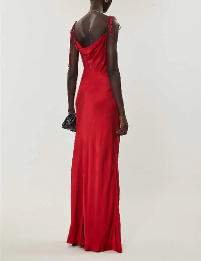 Shop Ghost Averi Satin-crepe Maxi Dress In Red