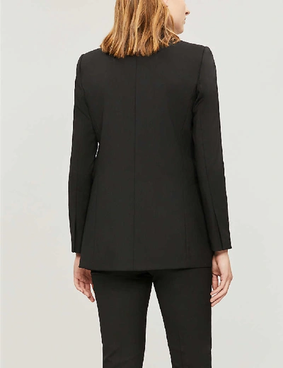 Shop Sandro Velvet-pocket Stretch-woven Double-breasted Blazer In Black