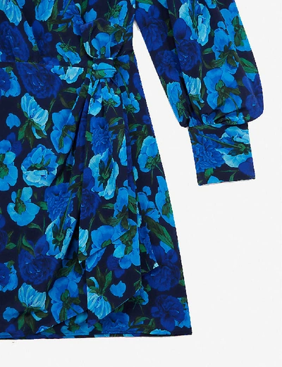 Shop The Kooples Floral-print Crepe Mini Dress In Blu01
