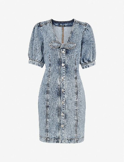 Shop Whistles Acid Wash Denim Mini Dress In Acid+wash