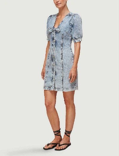 Shop Whistles Acid Wash Denim Mini Dress In Acid+wash