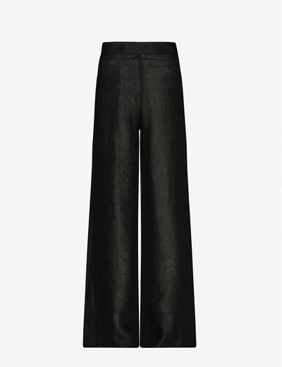 Shop Asceno Rivello Wide-leg High-rise Linen Trousers In Black