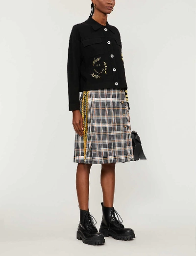 Sandro Backy Embroidered Graphic-print Knitted Jacket In Black